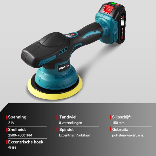 Dual Action Polisher draadloos 21V - Poliistmachine