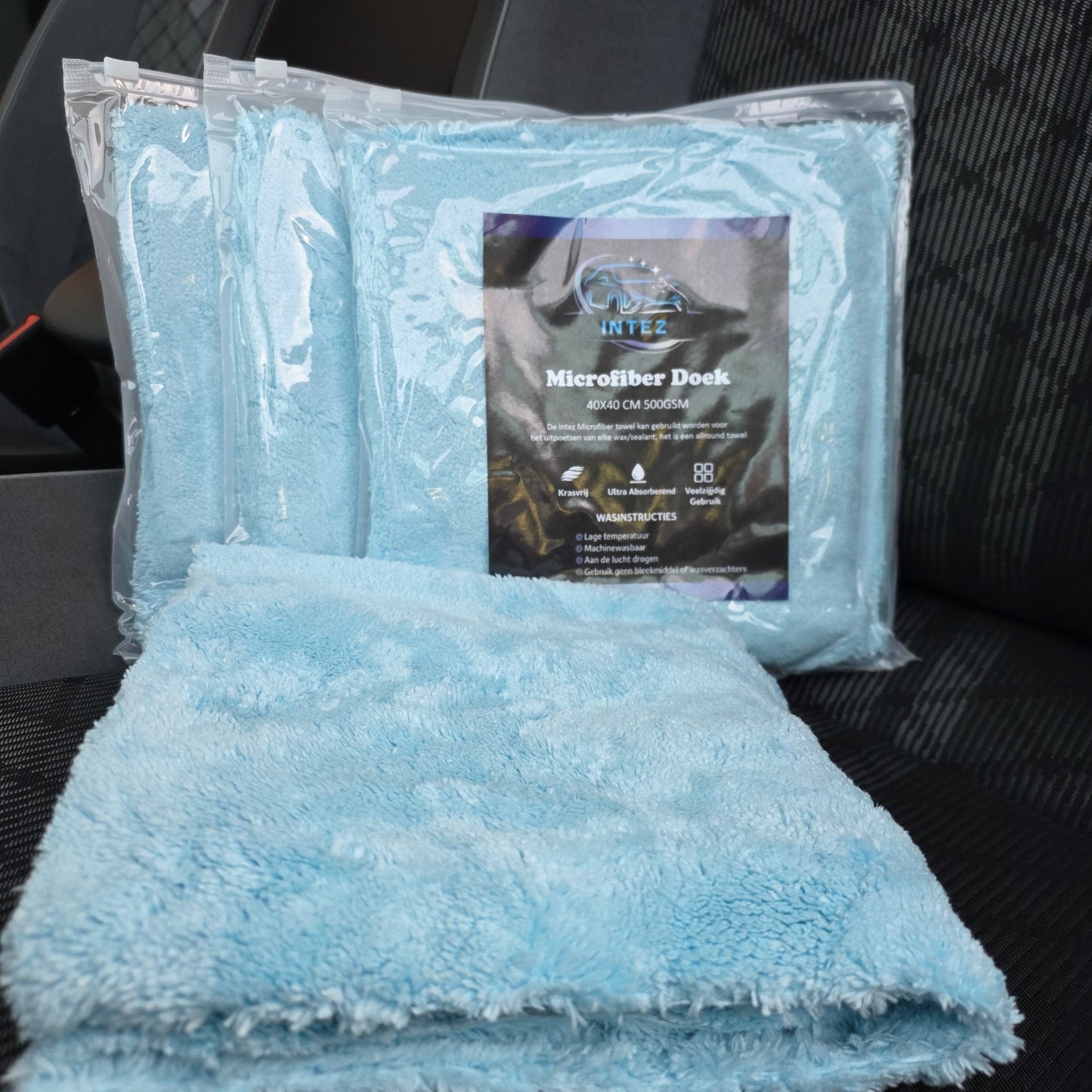 Intez Premium Microfiber Wax Towel 3-Pack - 40x40cm 500GSM Voordeelpakket